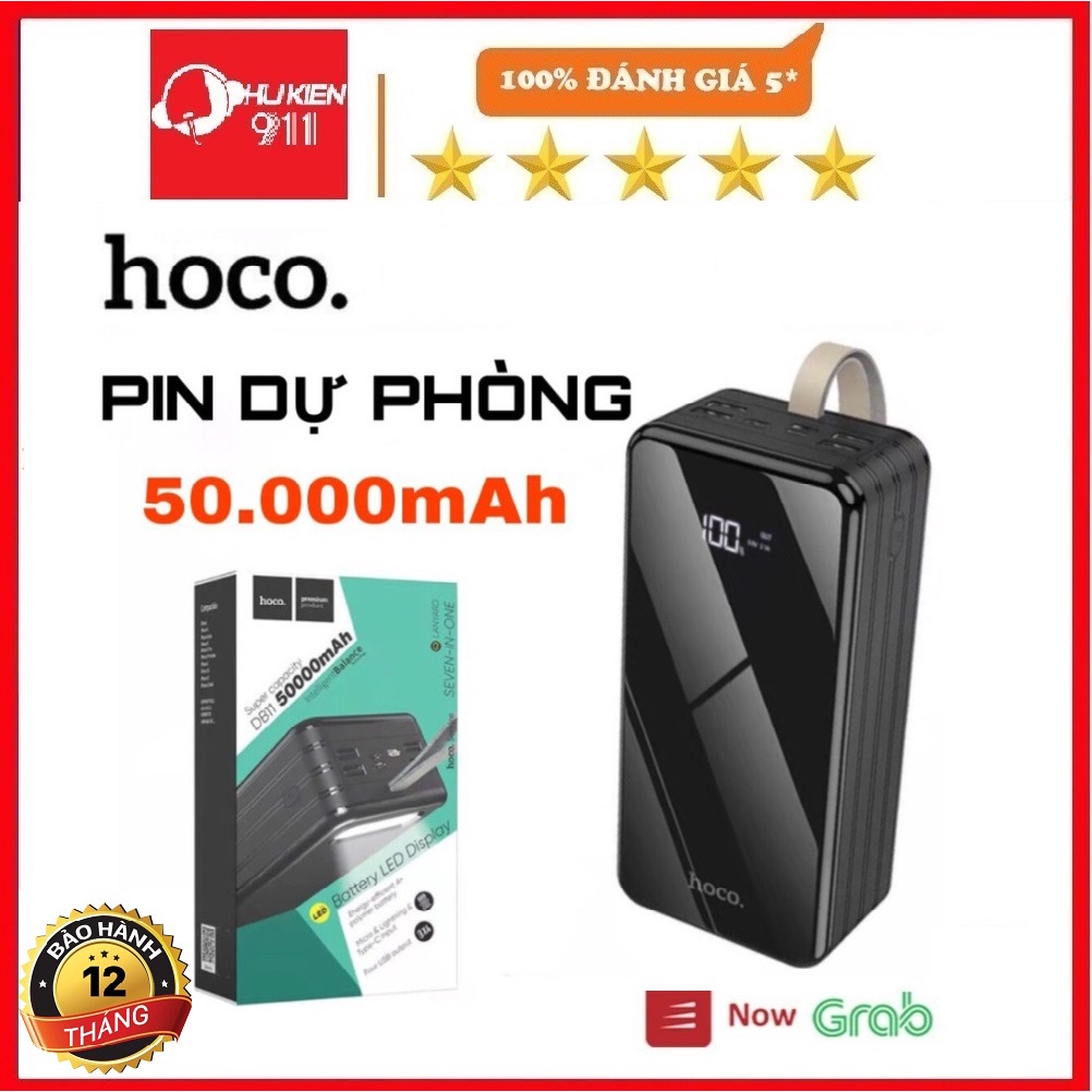 Pin sạc dự phòng nhanh 50.000mAh Hoco db11 - sạc dự phòng dung lượng khủng 7 cổng input output có đèn LED cao cấp