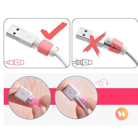 1 Phụ Kiện Bảo Vệ Dây Cáp Sạc USB Màu Sắc Ngọt Ngào Cho iPhone Android