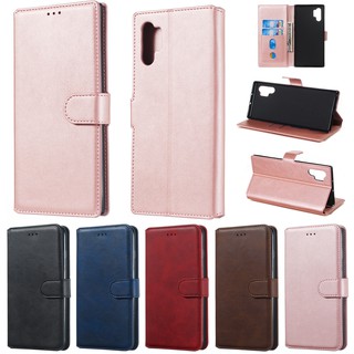 Bao da bò điện thoại nắp lật chính hãng cho Samsung Note 8 9 10 10pro 10plus
