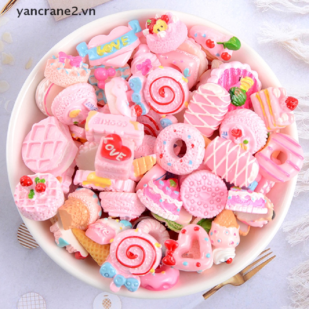 Bộ 10 Phụ Kiện Trang Trí Điện Thoại / Kẹo Hình Bánh Kem Diy Bằng Nhựa Resin {yancrane2.vn}
