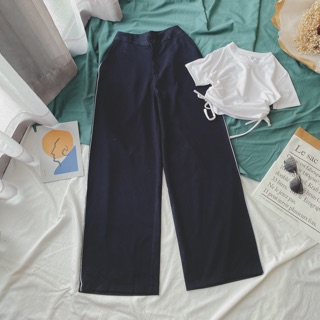 SET ÁO CROP RÚT DÂY + QUẦN ỐNG RỘNG 🎖