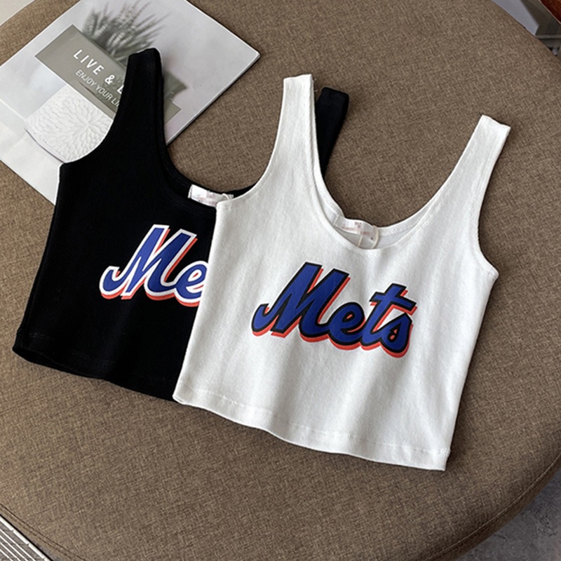 Áo ngắn sát nách in chữ kiểu Hàn Quốc thời trang mùa hè cho nữ