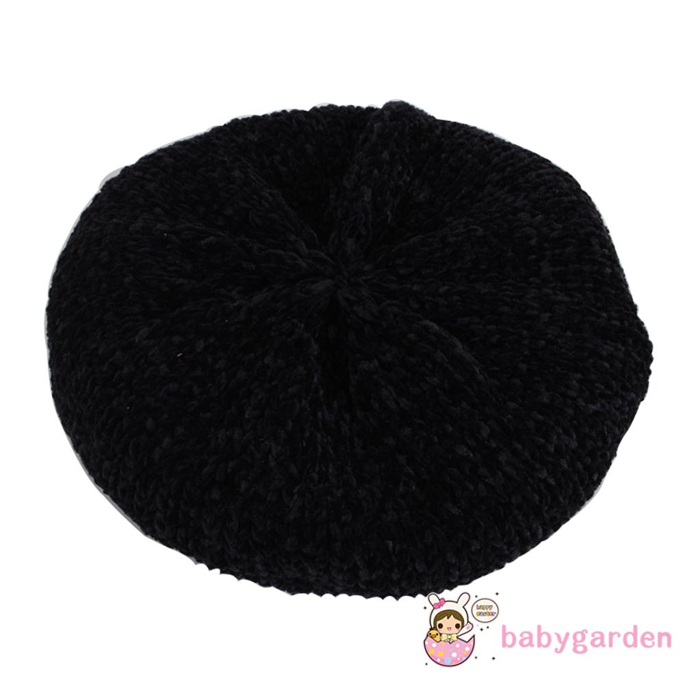 Mũ nồi dệt kim mềm màu trơn phong cách Pháp giữ ấm vào mùa đông cho nữ