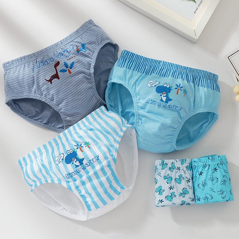 Set 5 quần lót bé trai Hàn Quốc 100% cotton mẫu Khủng Long Con