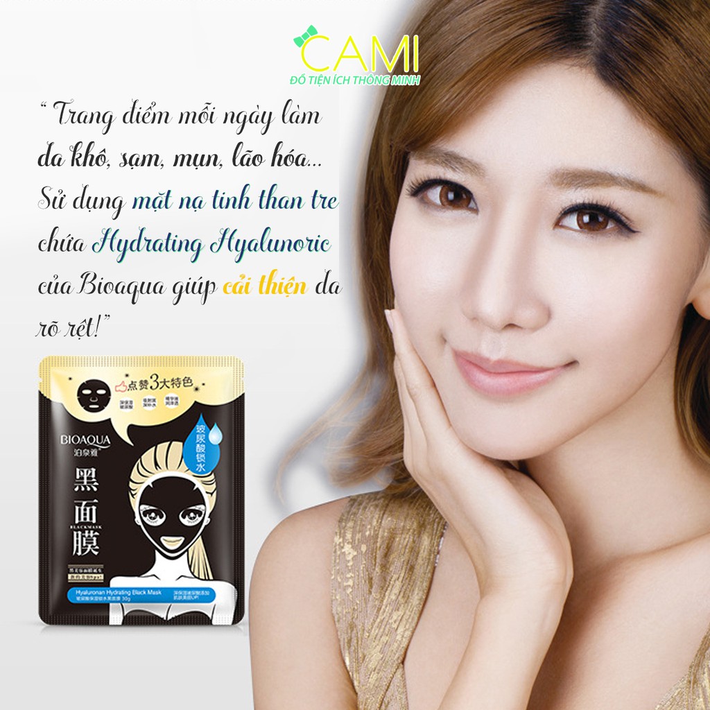 Mặt nạ HA đen Bioaqua cấp nước, ngăn mụn và dưỡng da phù hợp với mọi loại da - Cami - BA_001