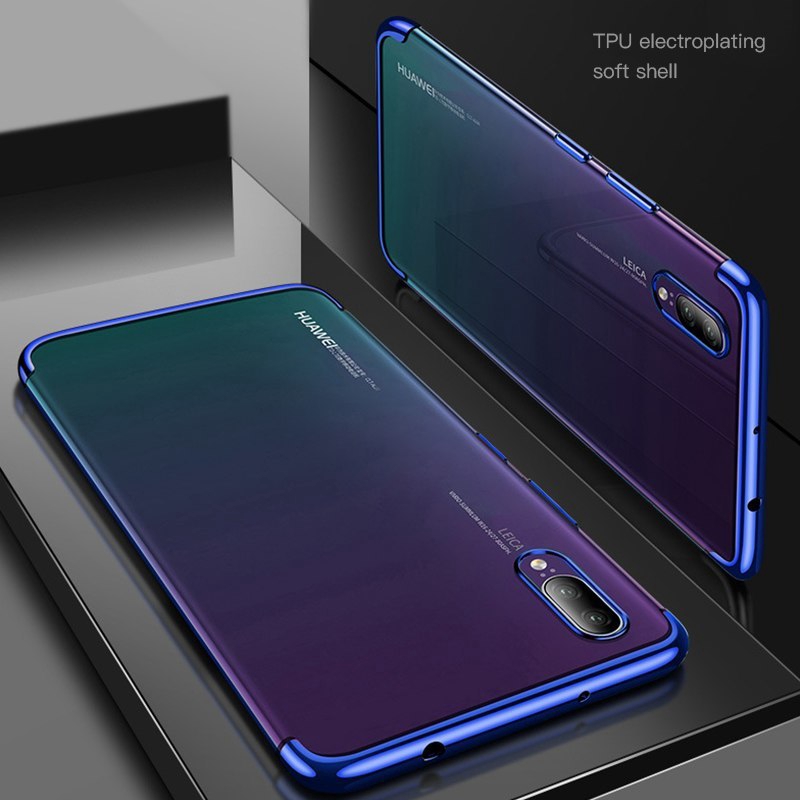 Ốp Lưng Dẻo Trong Suốt Viền Màu Cho Huawei Honor 9x 20 Pro V20 Enjoy 9s 20i 10i Nova 5t