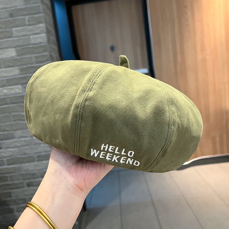 Mũ Beret Thêu Chữ Phong Cách Vintage