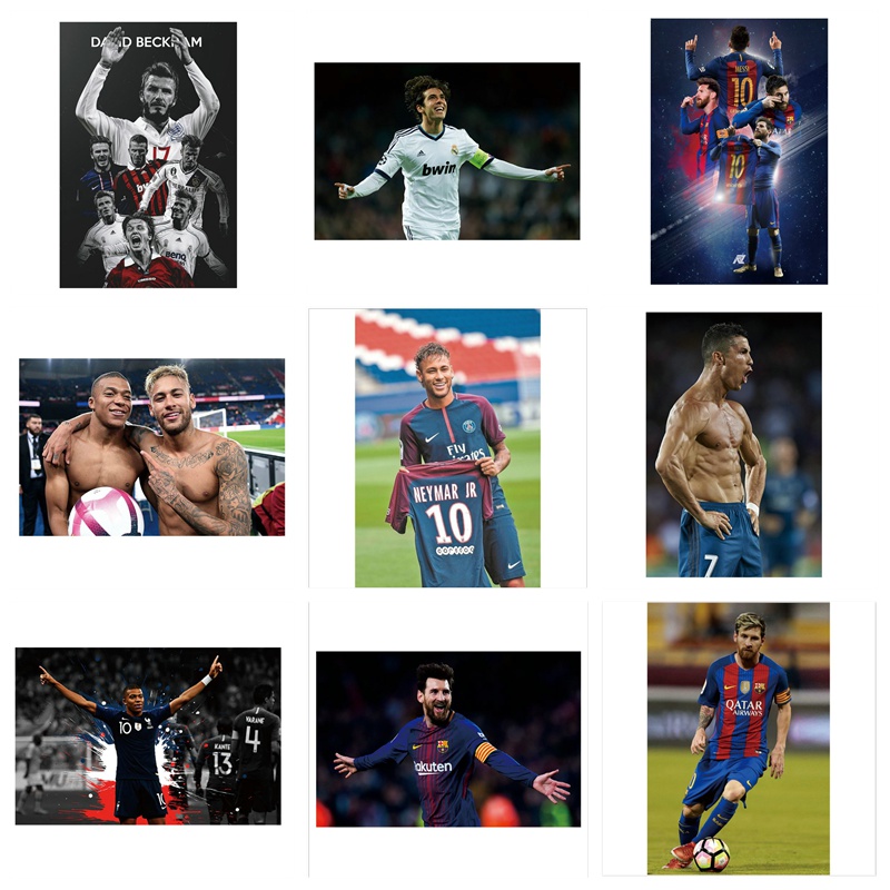 FIFA World Cup Football Soccer Star Messi Neymar David Beckham Cristiano Ronaldo Kaká Kylian Mbappé Vintage Craft Paper Poster Decorative Wall Sticker 1 pcs