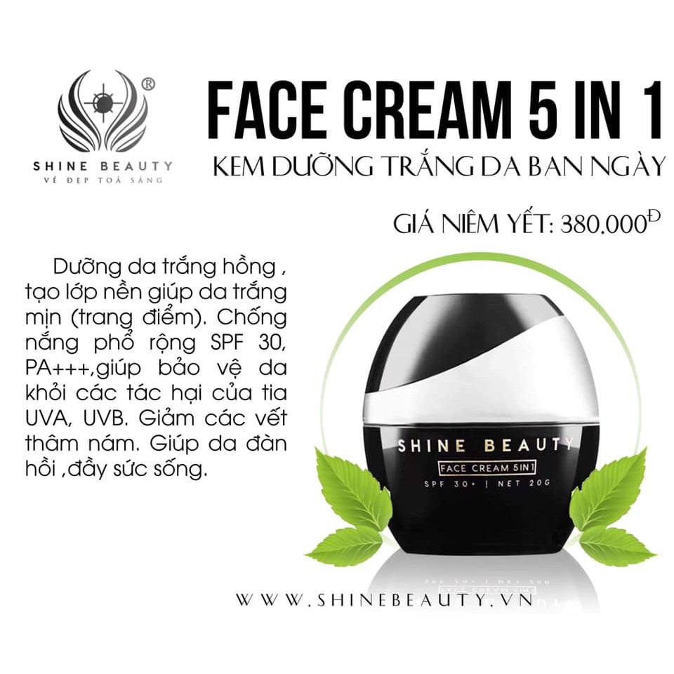 Kem Ngày Chống Nắng SHINE BEAUTY Dưỡng Trắng Da Make up Chống Trôi Kiềm Dầu Ngừa Mụn Dùng Cho Mọi Loại Da