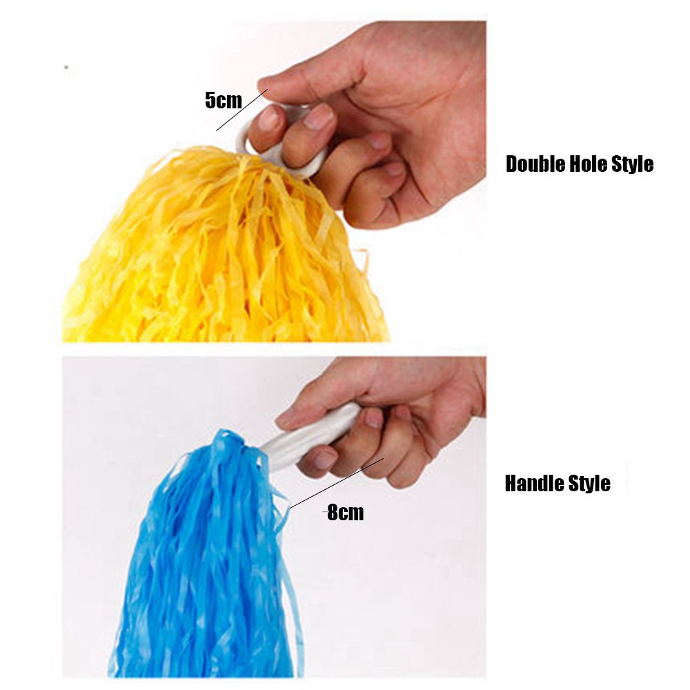 Cặp bông tua rua cổ vũ 2 kiểu với tay cầm hai lỗ xỏ nhiều màu sắc cho cổ động viên/câu lạc bộ/thi đấu thể thao/hòa nhạc