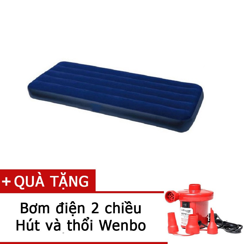 (76x191x22cm) Đệm hơi cá nhân 76cm 68950 cao su phủ nhung siêu bền kèm bơm điện