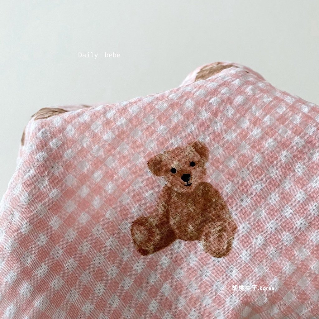 Bộ đồ áo thun không tay + quần short in họa tiết gấu dễ thương thời trang mùa hè dành cho bé trai gái sơ sinh