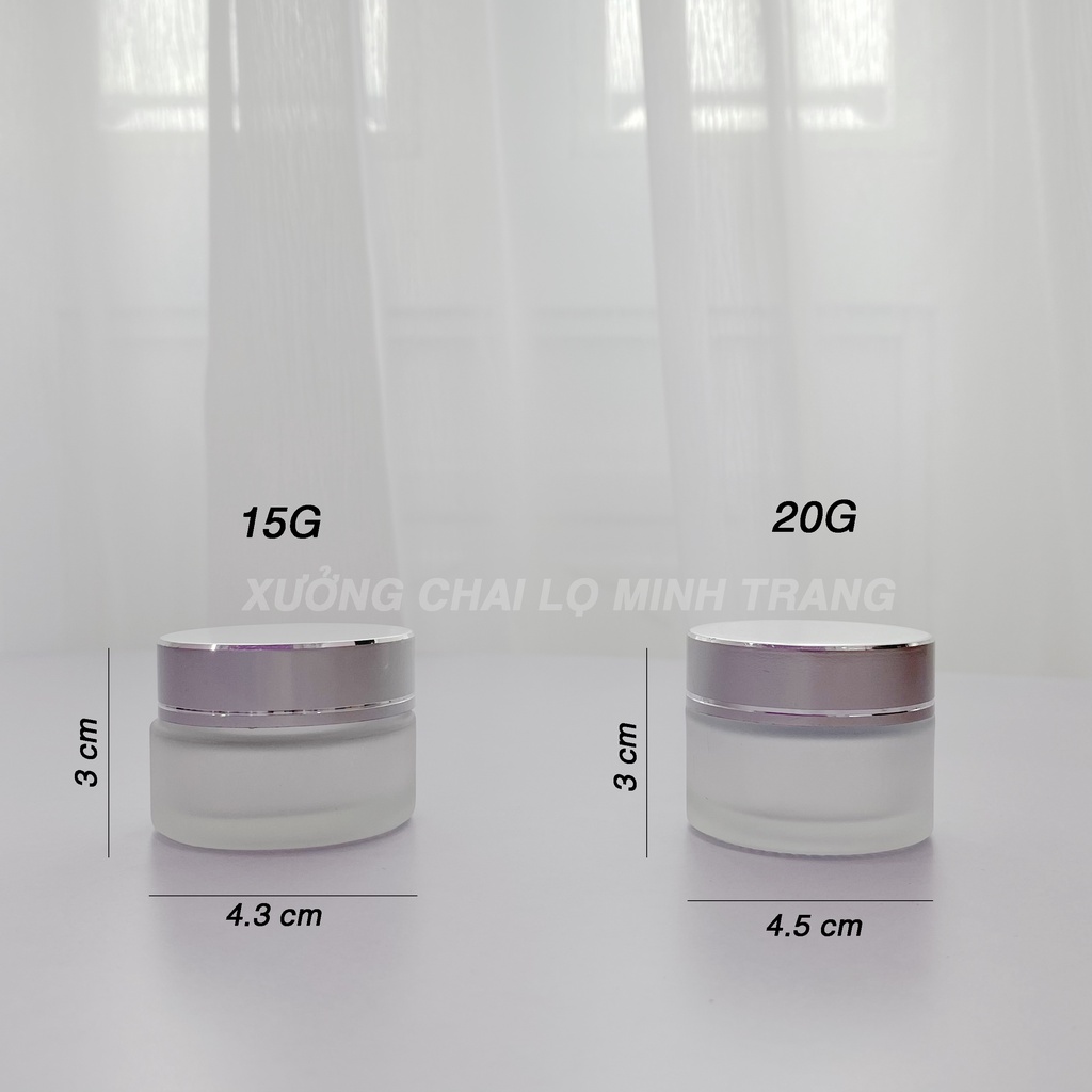 Hủ Đựng Kem 🏵️ Hũ Chiết Mỹ Phẩm Thủy Tinh Mờ Nắp Bạc 30g/50g Dùng Đựng Kem Face/Muối Spa/Bột Nghệ/Bột Dưỡng Thể
