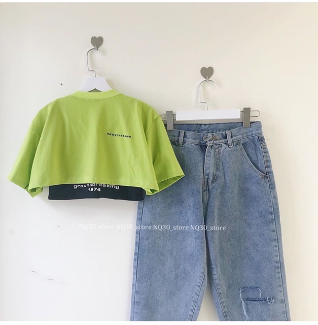 💕Set Bộ Quần Baggy + Áo Crop( kèm lót)