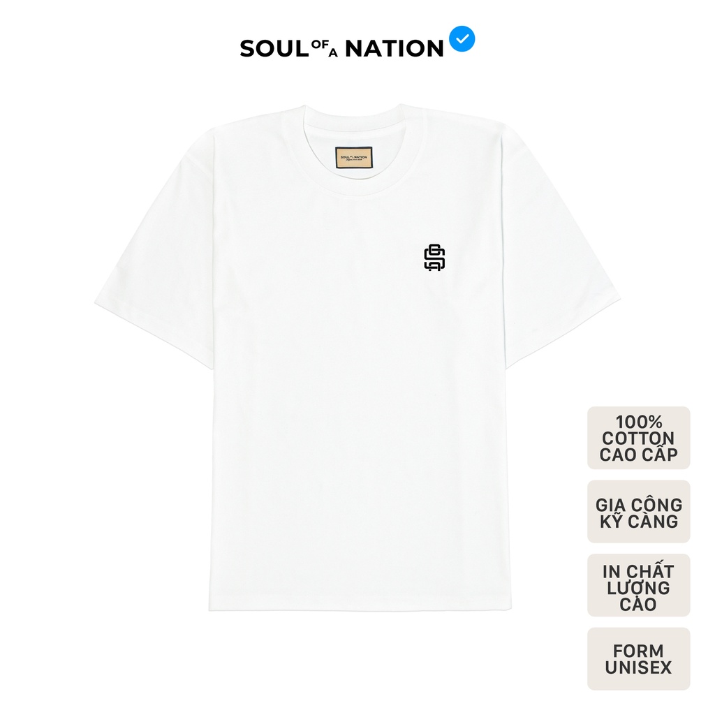 Áo thun unisex In cao cấp họa tiết nhỏ, đơn giản MONOGRAM form basic 100% cotton premium SOUL OF A NATION - Đen/Trắng