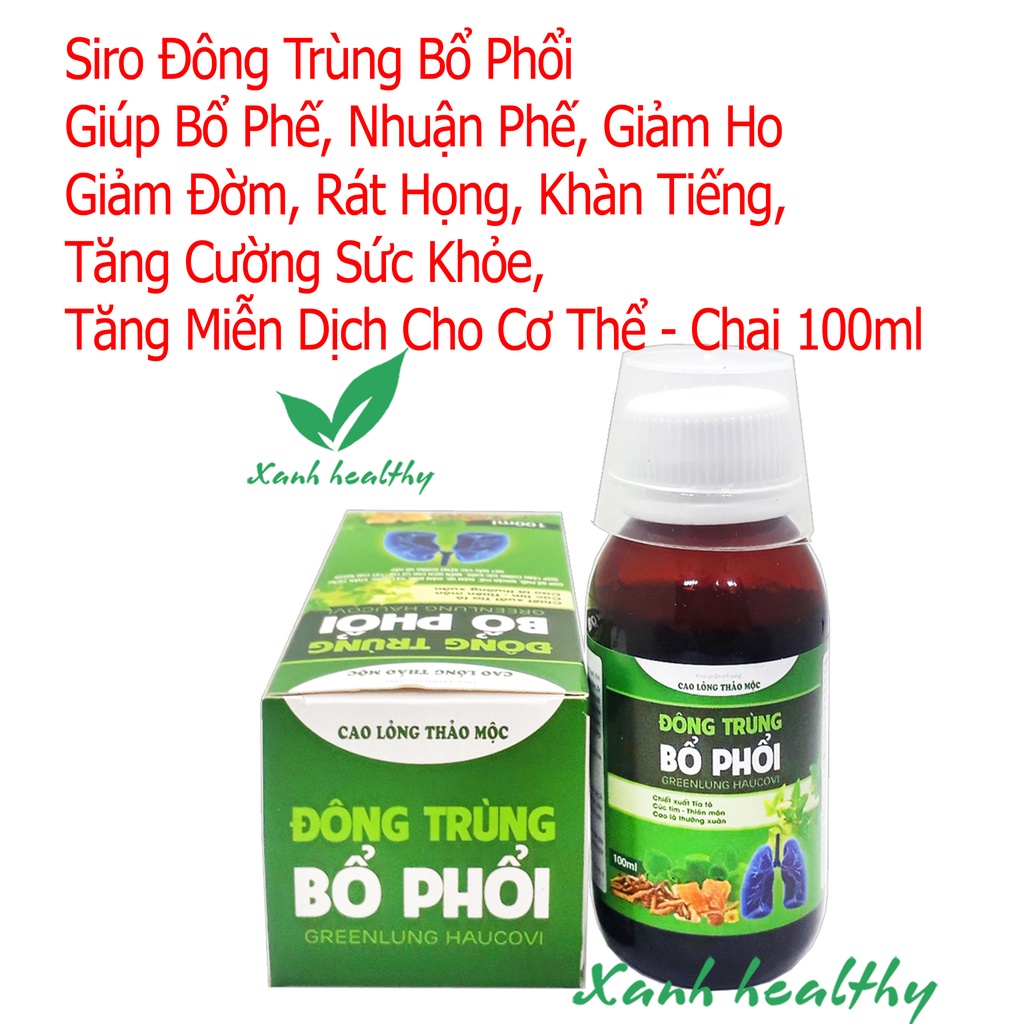 Siro ho Đông Trùng Bổ Phổi Thành phần đông trùng hạ thảo, mật ong, cao lá thường xuân Giúp Bổ Phế, Nhuận Phế, Giảm Ho
