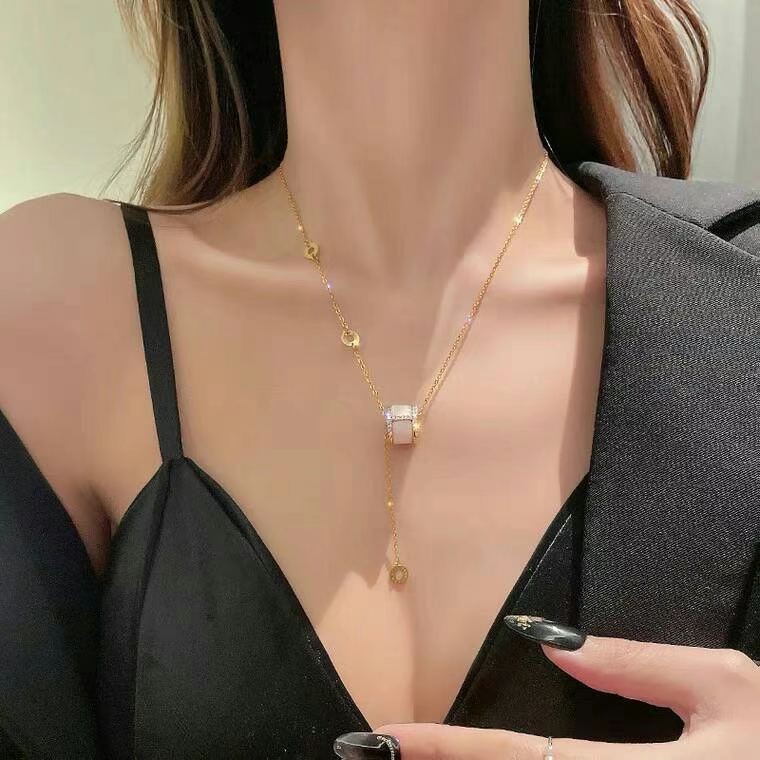 Dây chuyền kim loại mạ vàng 18k hai lớp phong cách thời trang âu mỹ