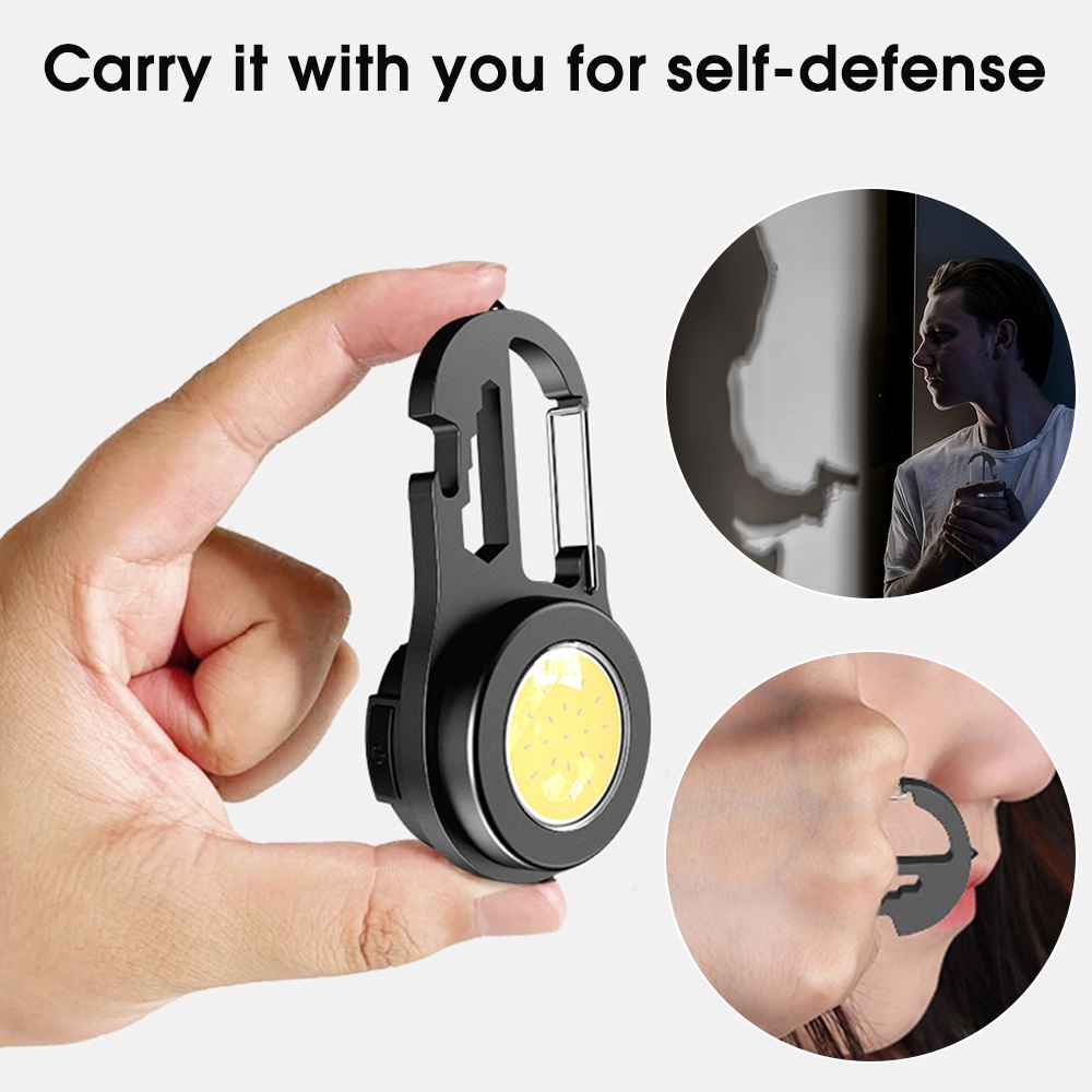Móc Khóa Đèn LED COB Mini Đa Năng 6 Trong 1 Có Thể Sạc Lại Bằng Cổng USB Dùng Khi Đi Cắm Trại