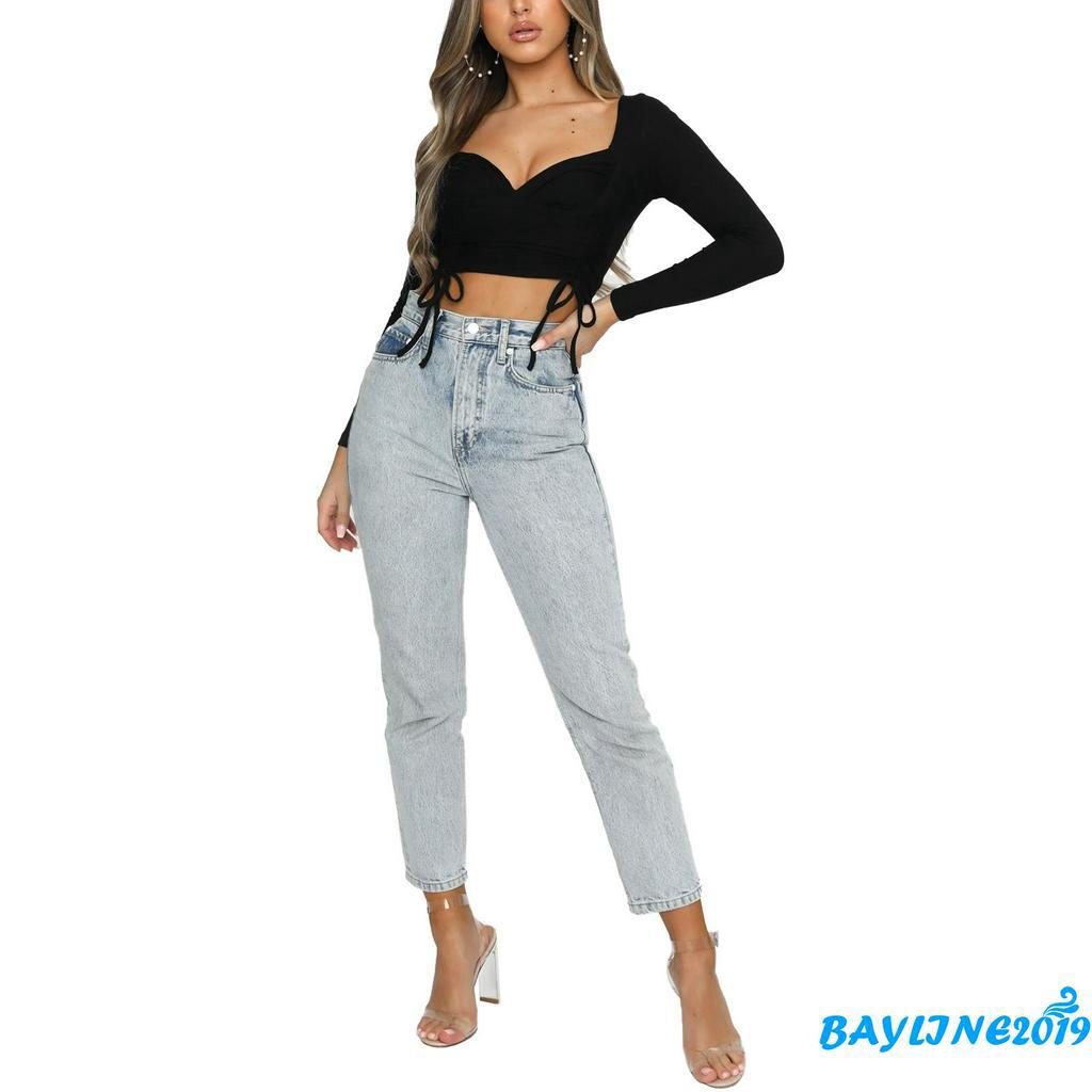 Áo Thun Nữ Tay Dài Cổ Khoét Sâu Gợi Cảm