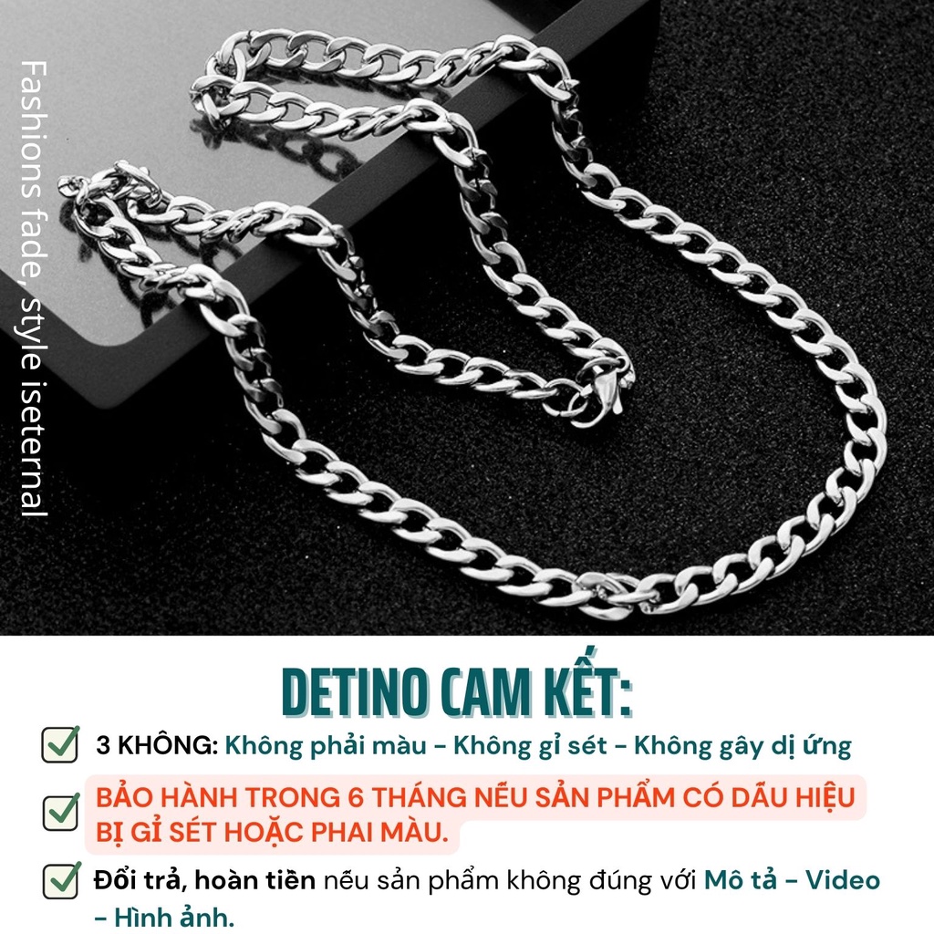 Dây chuyền nam đẹp titan bạc, vòng cổ nam xích dài Cuban không gỉ Basic hiphop phong cách Hàn Quốc cao cấp DETINO DC14