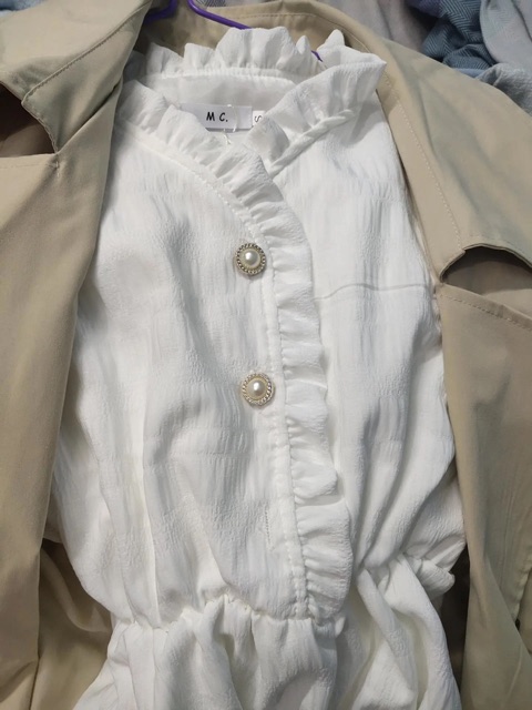 Váy khuy 3 cúc cổ bèo dáng xoè hàng quảng châu loại 1 -2Lớp /Có sẵn | BigBuy360 - bigbuy360.vn