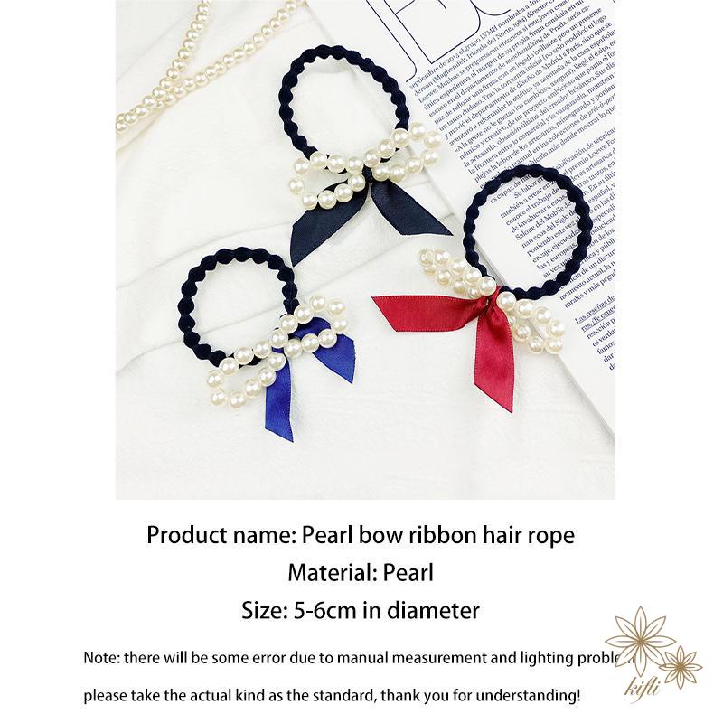 【Kifli.vn】Dây Buộc Tóc Cao Su Co Giãn Thắt Nơ Đính Ngọc Trai Ngọt Ngào Cho Nữ