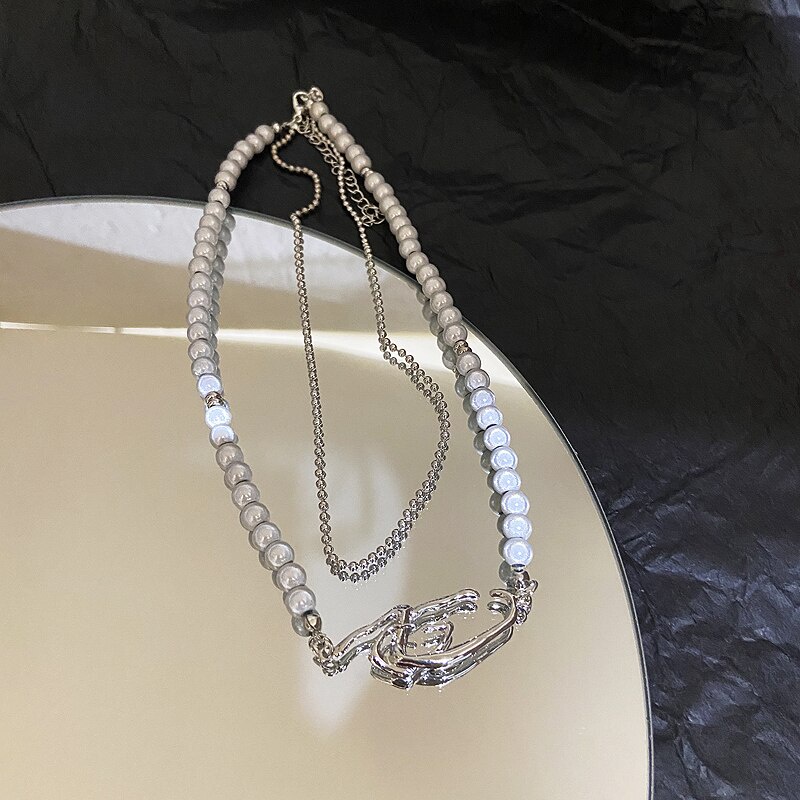 Vòng cổ mặt thánh giá đính ngọc trai thời trang cho nữ