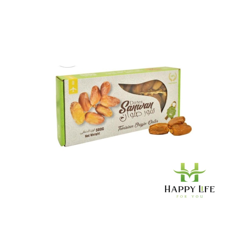 Chà là nguyên cành Sanwa Deglet Nour Tuisinia hộp 500g, đồ ăn vặt - Happy Life 4U