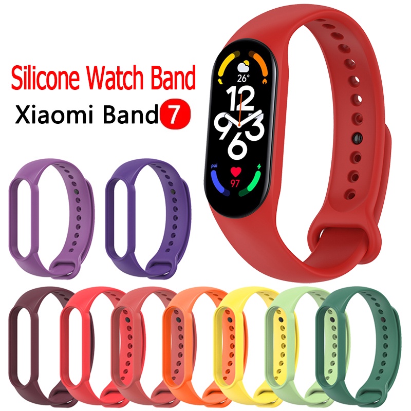 Dây Đeo Thay Thế Chất Liệu Silicon Màu Trơn Cho Xiaomi Mi Band 7 7 NFC Smart Band Miband 7