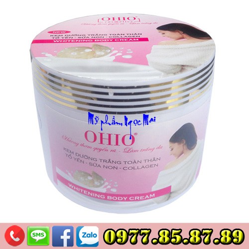 Kem dưỡng trắng da toàn thân dưỡng chất Tổ Yến - Sữa non - Collagen OHIO NEW DAY (300g)