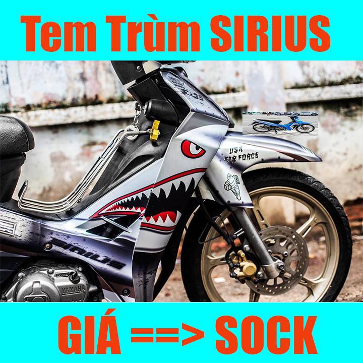 Tem trùm xe sirius trắng xám