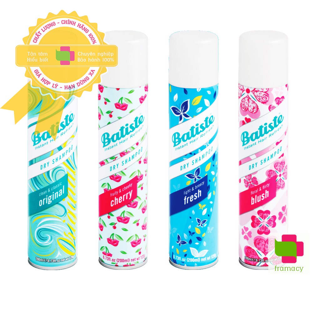Dầu gội đầu khô Batiste Dry Shampoo, Anh  giúp tóc sạch bồng bềnh cho người từ 18 tuổi trở lên