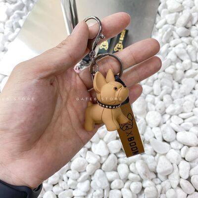 Móc chia khóa cute Bulldog, móc treo khóa xe phối da 4 màu siêu hot GATE6 - #4680