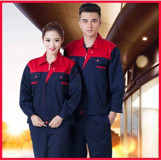 Bộ quần áo bảo hộ lao động nam nữ kaki khóa kéo SHUNI004B