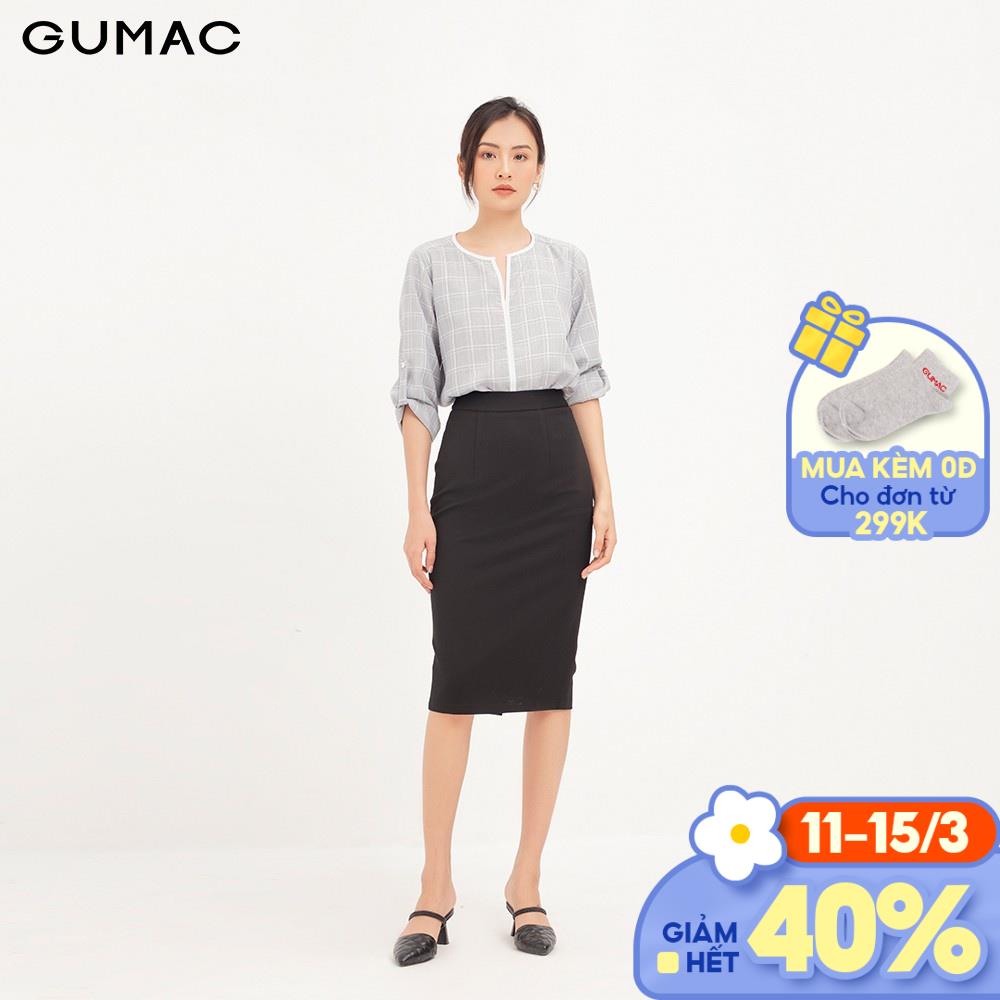 Áo sơ mi nữ caro viền GUMAC đủ màu, đủ size, đồ công sở thanh lịch AA12122