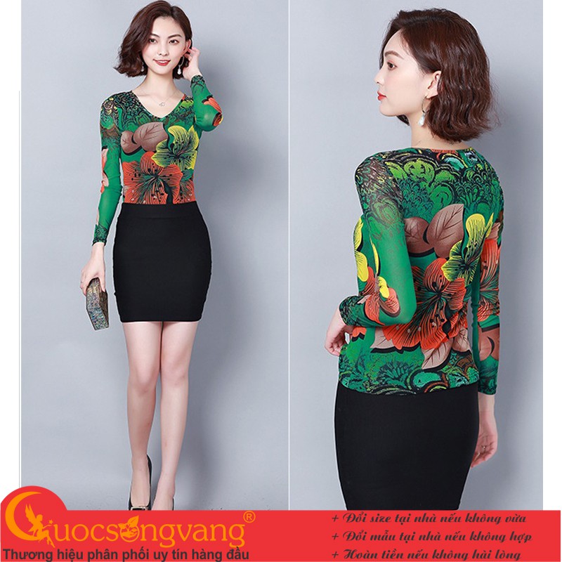 Áo thun lưới in hoa áo thun nữ cotton in tinh tế GLA299 Cuocsongvang
