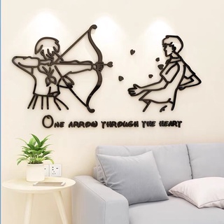 Tranh dán tường mica, decal dán nổi cung tên tình yêu trang trí phòng khách, phòng ngủ, quán cafe, trà sữa