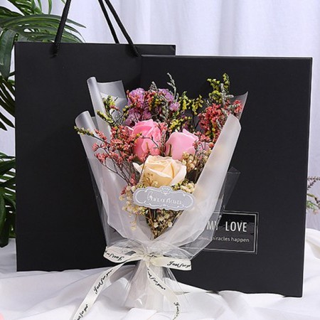 Hộp hoa hồng/ hoa hướng dương sáp thơm kèm túi đựng quà tặng sang trọng (4 mẫu)