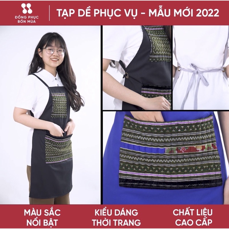 Tạp dề pha chế cao cấp Tạp dề Thổ cẩm đẹp nam nữ phong cách Vintage chất liệu kaki siêu đẹp sẵn hàng kèm video