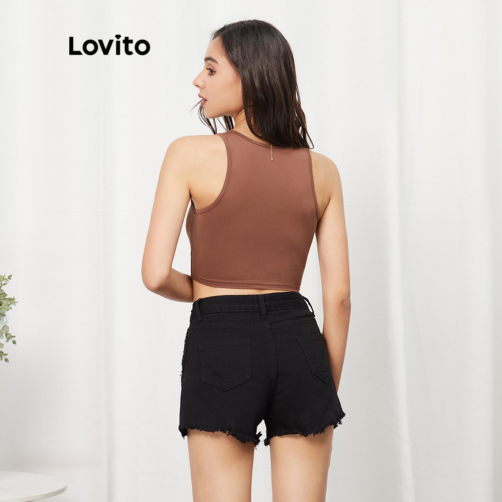 110QL 1123QH-[Gợi ý từ KOL] Áo croptop in chữ Lovito L07123 (Cà phê) | BigBuy360 - bigbuy360.vn