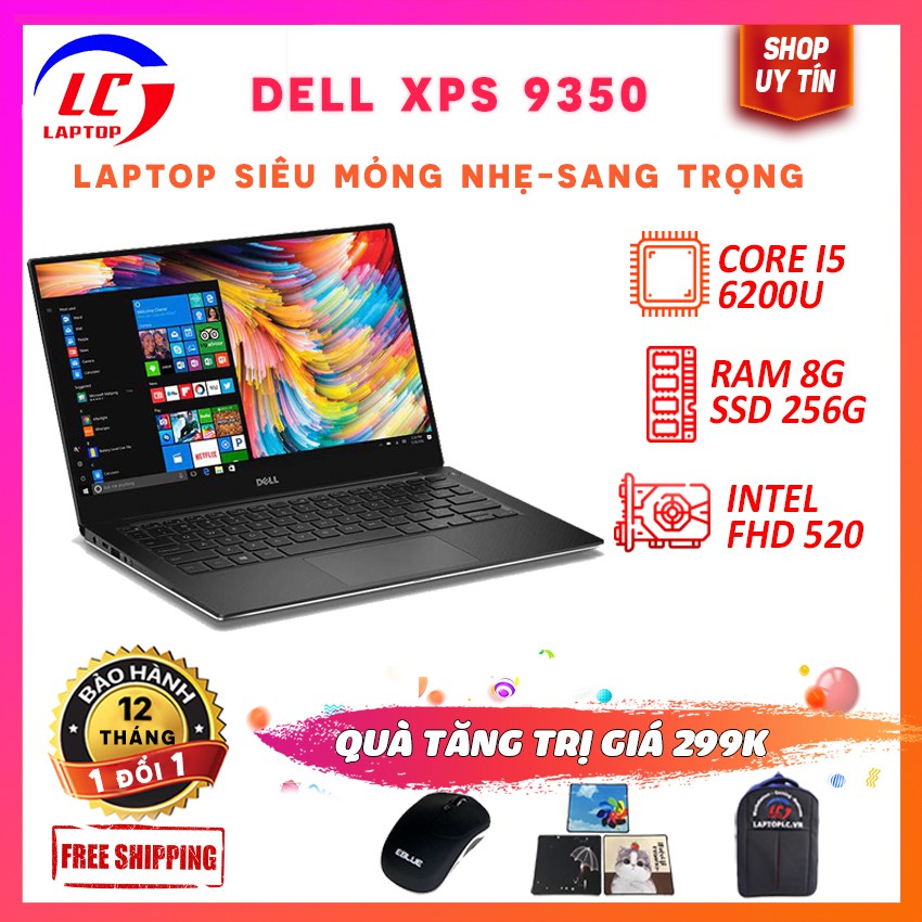 Laptop Văn Phòng Mỏng Nhẹ Dell XPS 9343, i5-5200U, VGA Intel HD 5500, Màn 13.3 FullHD IPS, Laptop Chơi Game