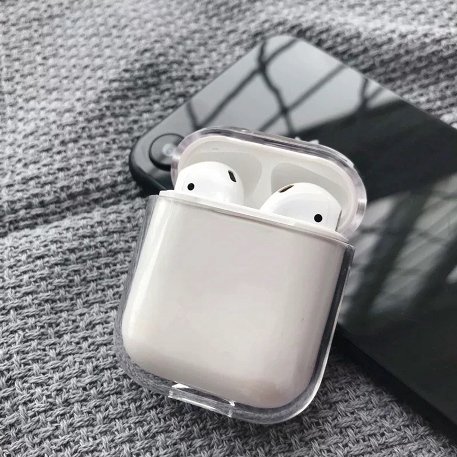 Vỏ bảo vệ hộp sạc tai nghe không dây Apple Airpods chất liệu PC cứng trong suốt