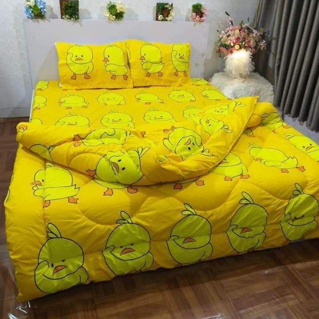 [GIÁ HỦY DIỆT] Bộ Chăn Phao 5 Món Ga Gối [Loại Bông Dày]