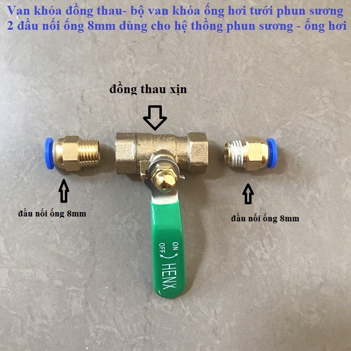 van khóa ống phun sương (2 đầu gắn ống 8mm) - van khóa ống khí