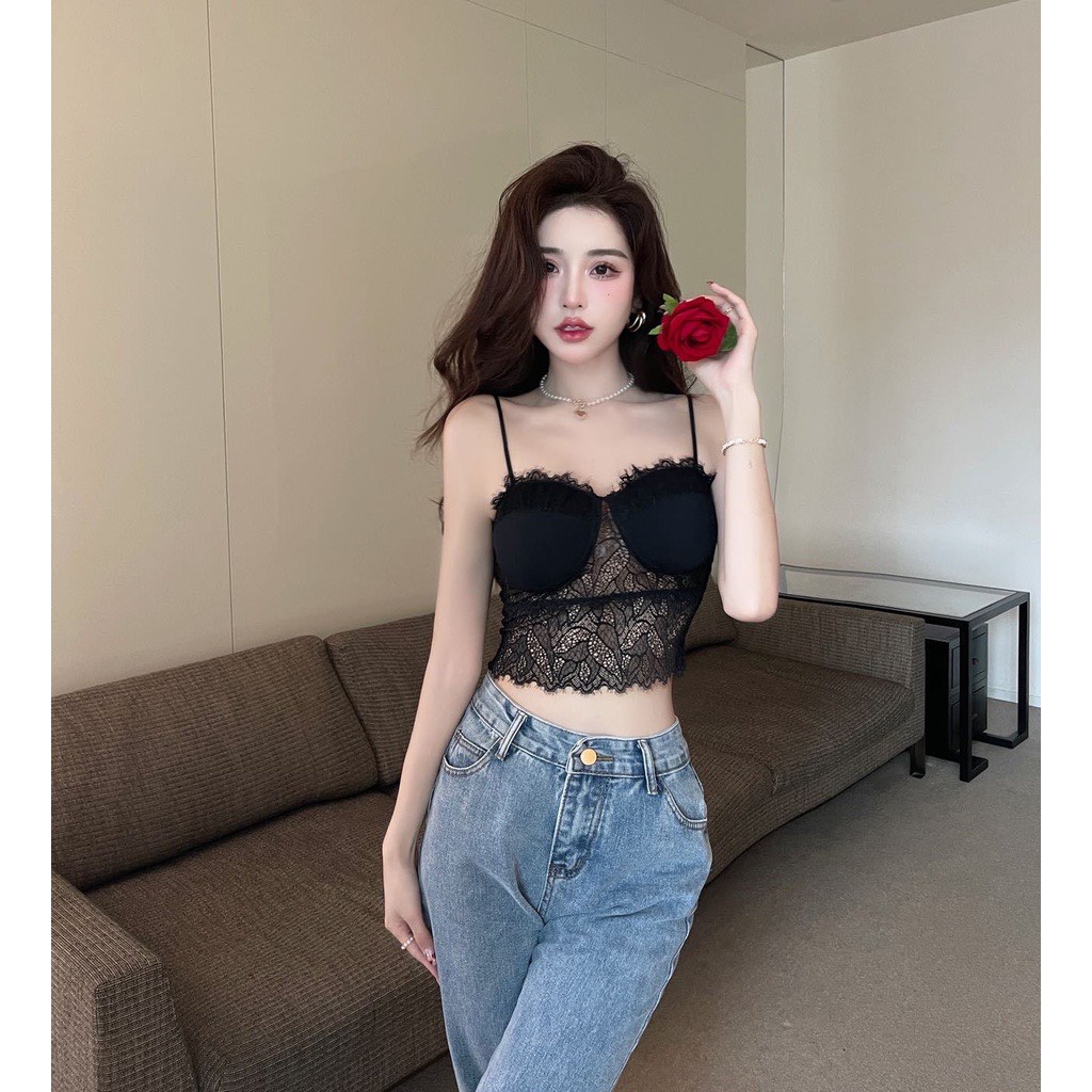 A30 Áo Bra Ren Bralette KATHY BRA Hai Dây Có Mút Ngực Bo Chun Phía Sau Co Dãn Tốt Hàng Quảng Châu