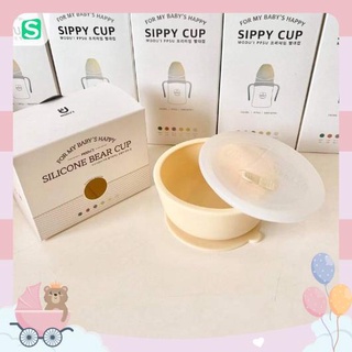 Bát ăn dặm có đế hít kèm nắp đậy silicon Bluemama Hàn Quốc