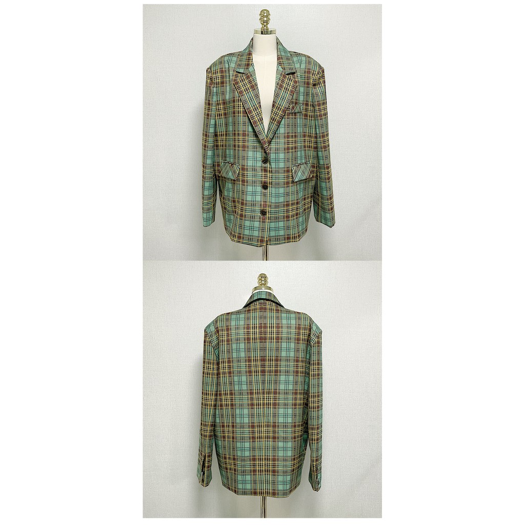 Áo Khoác Blazer Dáng Rộng Kẻ Sọc Caro Phong Cách Anh Quốc | BigBuy360 - bigbuy360.vn