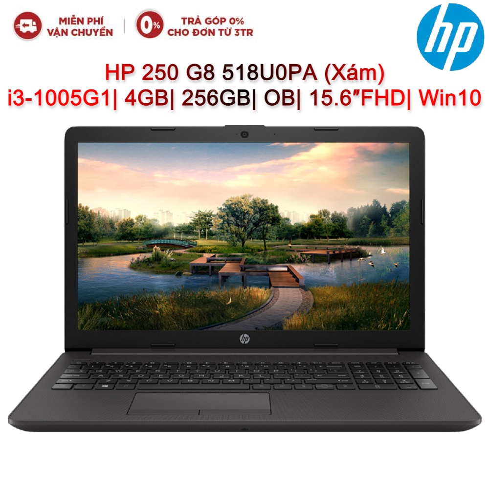 Laptop HP 250 G8 518U0PA i31005G1| 4GB| 256GB| OB| 15.6″FHD| Win10 (Xám)