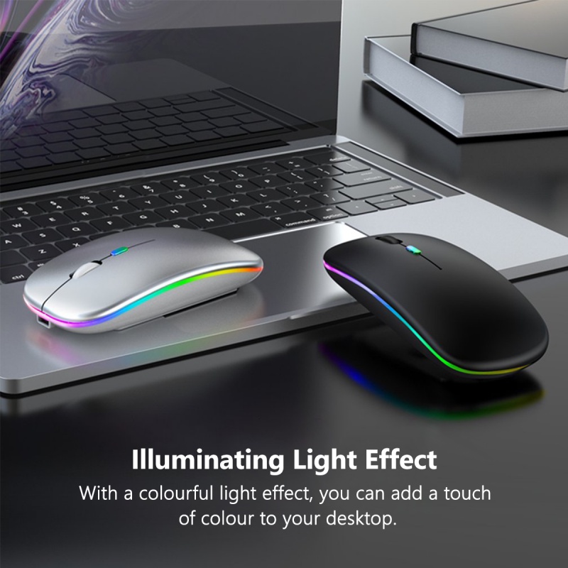 Chuột không dây FONKEN sạc pin RGB tương thích bluetooth 2.4G không ồn đèn nền LED cho máy tính/laptop
