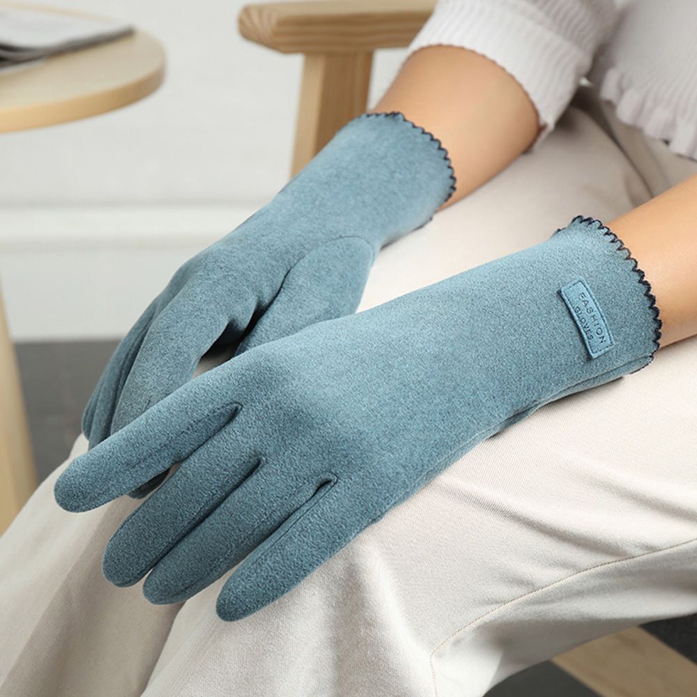 Găng tay giữ ấm mùa đông màu trơn có thể dùng màn hình cảm ứng cho nữ